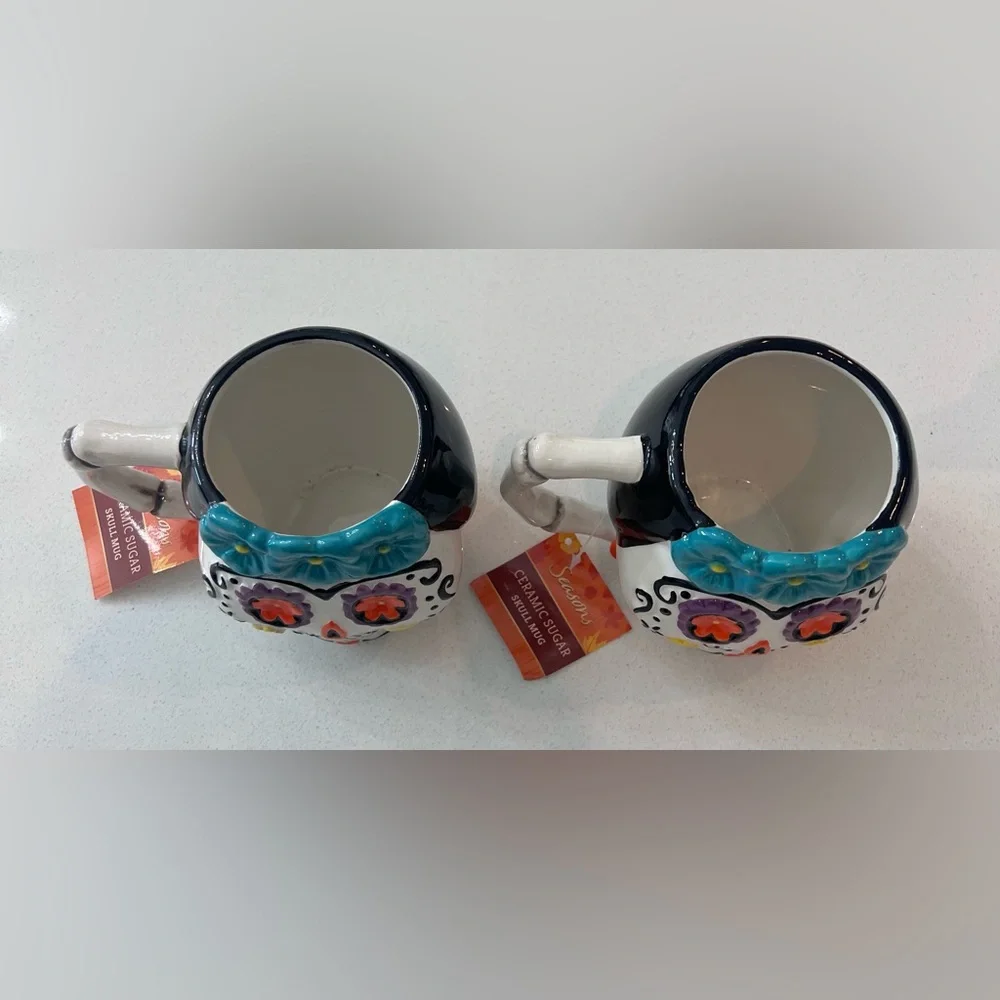 Day‎ Of The Dead Sugar Skull Mugs Set Of 2 New With Tags
